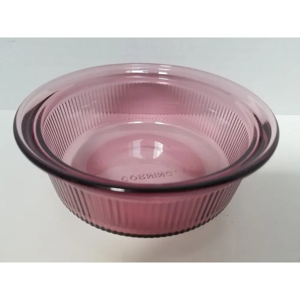 VTG Corning Vision Ribbed 1-Pint Casserole Dish C-16-B Cranberry Color